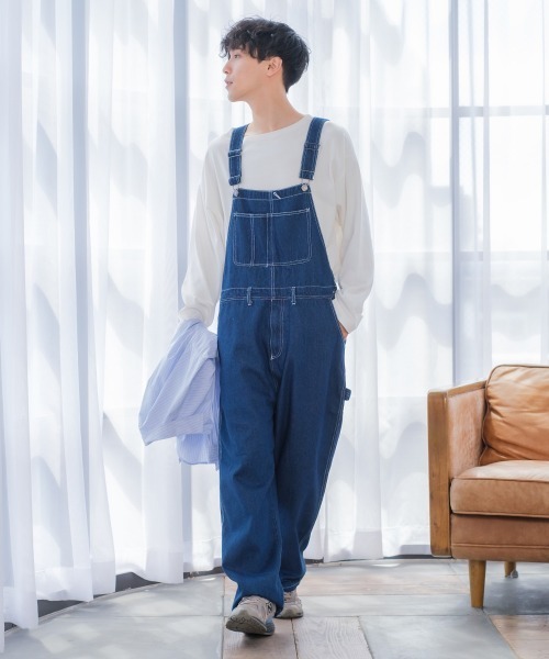 improves（インプローブス）の「10oz デニム/ツイル ワイドシルエット サロペット（サロペット/オーバーオール・メンズ・キナリ/ケミカルウォッシュ/ワンウォッシュ/ブラック/ストライプ/インディゴブルー・MEDIUM/LARGE）」の4枚目の写真