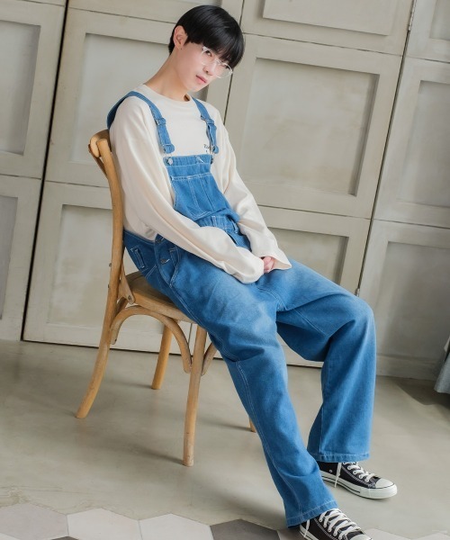 improves（インプローブス）の「10oz デニム/ツイル ワイドシルエット サロペット（サロペット/オーバーオール・メンズ・キナリ/ケミカルウォッシュ/ワンウォッシュ/ブラック/ストライプ/インディゴブルー・MEDIUM/LARGE）」の3枚目の写真