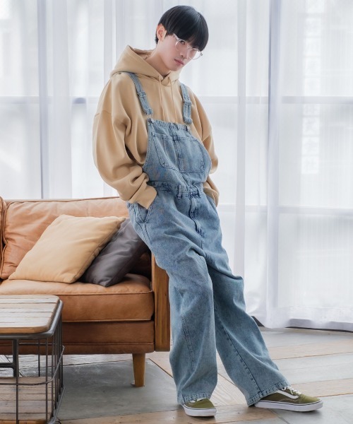 improves（インプローブス）の「10oz デニム/ツイル ワイドシルエット サロペット（サロペット/オーバーオール・メンズ・キナリ/ケミカルウォッシュ/ワンウォッシュ/ブラック/ストライプ/インディゴブルー・MEDIUM/LARGE）」の5枚目の写真