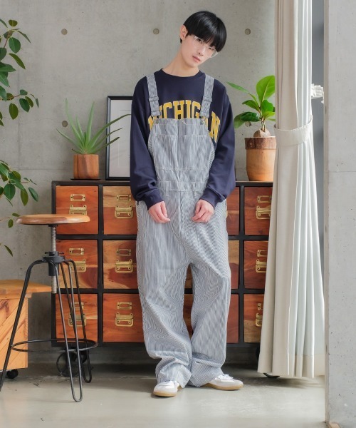 improves（インプローブス）の「10oz デニム/ツイル ワイドシルエット サロペット（サロペット/オーバーオール・メンズ・キナリ/ケミカルウォッシュ/ワンウォッシュ/ブラック/ストライプ/インディゴブルー・MEDIUM/LARGE）」の19枚目の写真