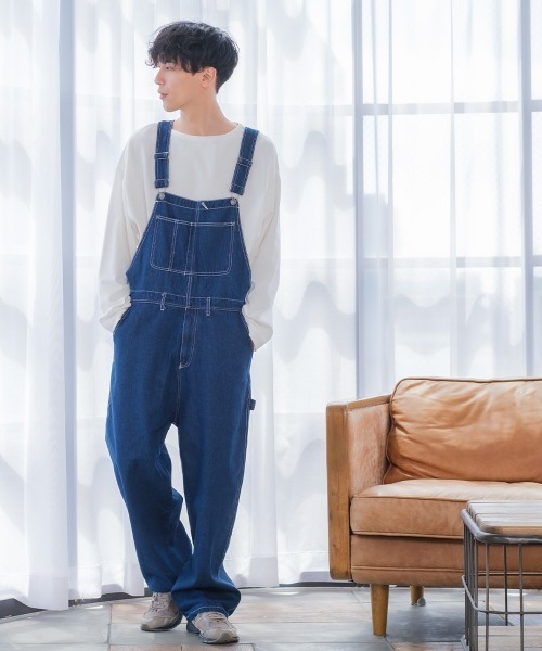 improves（インプローブス）の「10oz デニム/ツイル ワイドシルエット サロペット（サロペット/オーバーオール・メンズ・キナリ/ケミカルウォッシュ/ワンウォッシュ/ブラック/ストライプ/インディゴブルー・MEDIUM/LARGE）」の10枚目の写真