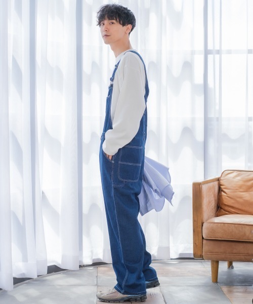 improves（インプローブス）の「10oz デニム/ツイル ワイドシルエット サロペット（サロペット/オーバーオール・メンズ・キナリ/ケミカルウォッシュ/ワンウォッシュ/ブラック/ストライプ/インディゴブルー・MEDIUM/LARGE）」の16枚目の写真