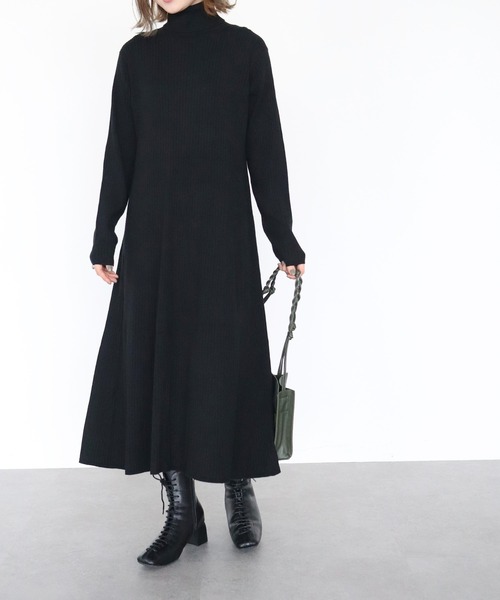 AMERICAN HOLIC（アメリカンホリック）の「リブフレアニットワンピース（ワンピース・レディース・ブラック/モカ・M/L）」の9枚目の写真