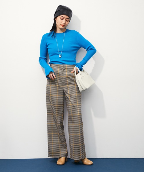 ADAM ET ROPE'（アダムエロペ）の「イージーチェックパンツ（その他パンツ・レディース・ベージュ系その他/グリーン系その他・38/36）」の4枚目の写真