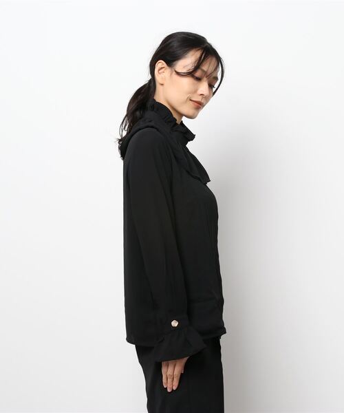 SAISON DE PAPILLON（セゾンドパピヨン）の「スタンドカラーフリルシフォンブラウス（シャツ/ブラウス・レディース・ブラック・XL/S/L/M）」の19枚目の写真