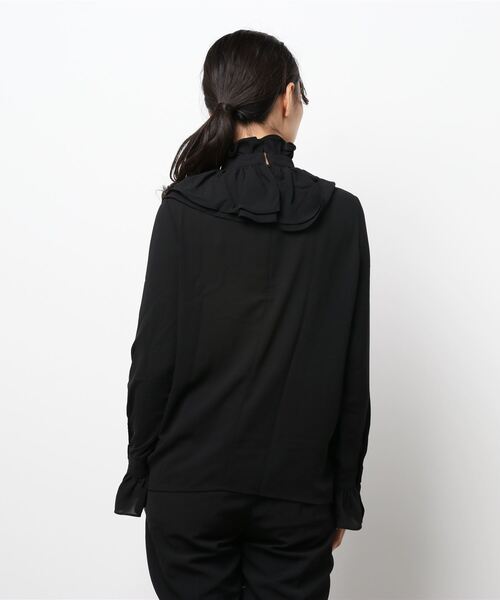 SAISON DE PAPILLON（セゾンドパピヨン）の「スタンドカラーフリルシフォンブラウス（シャツ/ブラウス・レディース・ブラック・XL/S/L/M）」の20枚目の写真