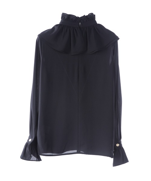 SAISON DE PAPILLON（セゾンドパピヨン）の「スタンドカラーフリルシフォンブラウス（シャツ/ブラウス・レディース・ブラック・XL/S/L/M）」の12枚目の写真