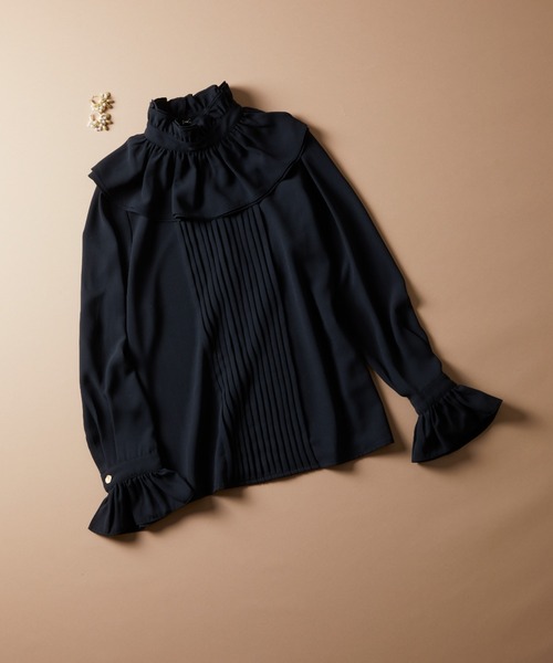 SAISON DE PAPILLON（セゾンドパピヨン）の「スタンドカラーフリルシフォンブラウス（シャツ/ブラウス・レディース・ブラック・XL/S/L/M）」の21枚目の写真