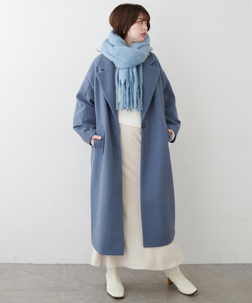 natural couture(ナチュラルクチュール)の「ニットモッサ袖タックチェスターコート(チェスターコート・レディース・アイボリー/グリーン/ブルー/モカ/ブラック・FREE)」の5枚目の写真
