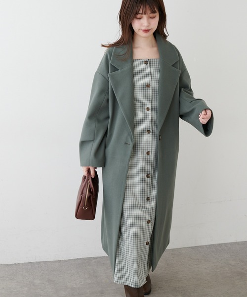 natural couture(ナチュラルクチュール)の「ニットモッサ袖タックチェスターコート(チェスターコート・レディース・アイボリー/グリーン/ブルー/モカ/ブラック・FREE)」の4枚目の写真