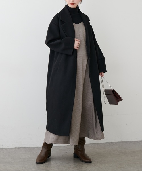 natural couture(ナチュラルクチュール)の「ニットモッサ袖タックチェスターコート(チェスターコート・レディース・アイボリー/グリーン/ブルー/モカ/ブラック・FREE)」の14枚目の写真
