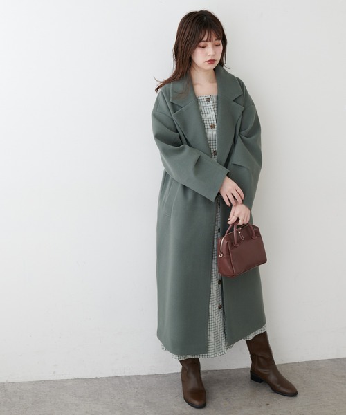 natural couture(ナチュラルクチュール)の「ニットモッサ袖タックチェスターコート(チェスターコート・レディース・アイボリー/グリーン/ブルー/モカ/ブラック・FREE)」の21枚目の写真