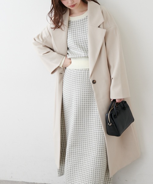 natural couture(ナチュラルクチュール)の「ニットモッサ袖タックチェスターコート(チェスターコート・レディース・アイボリー/グリーン/ブルー/モカ/ブラック・FREE)」の12枚目の写真