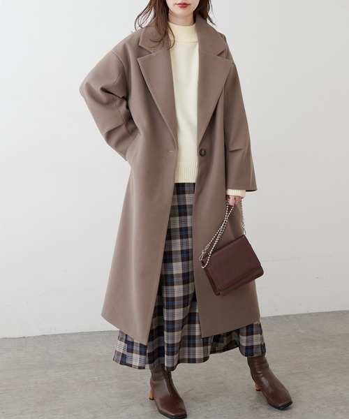 natural couture(ナチュラルクチュール)の「ニットモッサ袖タックチェスターコート(チェスターコート・レディース・アイボリー/グリーン/ブルー/モカ/ブラック・FREE)」の20枚目の写真