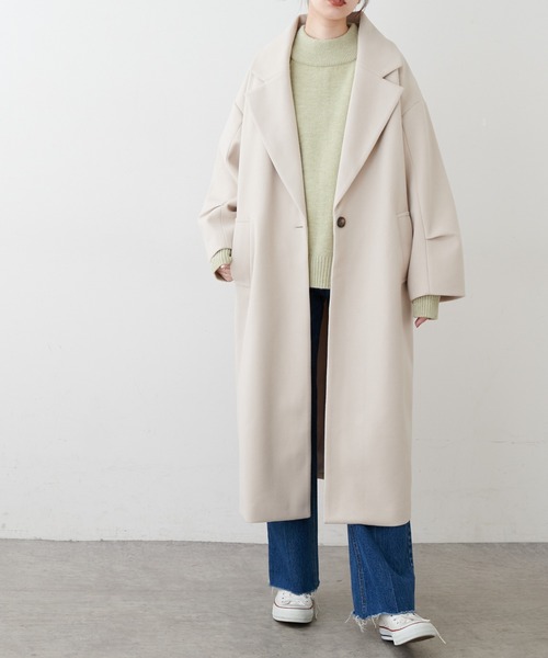 ニットモッサ袖タックチェスターコート | natural couture