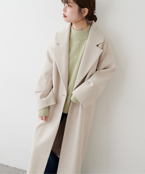 ニットモッサ袖タックチェスターコート | natural couture