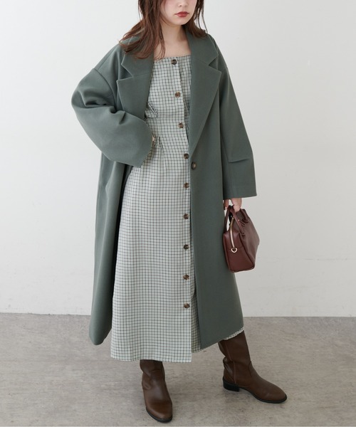 natural couture(ナチュラルクチュール)の「ニットモッサ袖タックチェスターコート(チェスターコート・レディース・アイボリー/グリーン/ブルー/モカ/ブラック・FREE)」の22枚目の写真