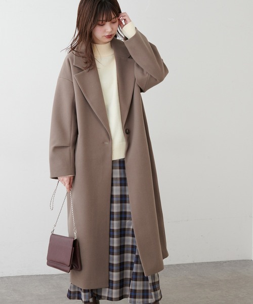 natural couture(ナチュラルクチュール)の「ニットモッサ袖タックチェスターコート(チェスターコート・レディース・アイボリー/グリーン/ブルー/モカ/ブラック・FREE)」の18枚目の写真