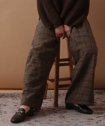 先染めチェック2タックパンツ