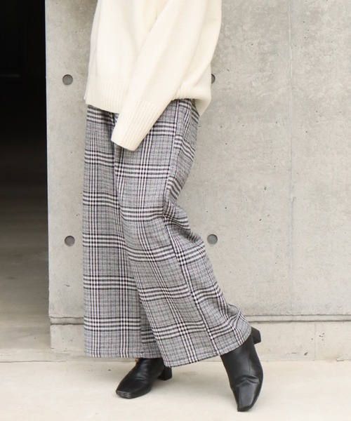 libelle more(リベル モア)の「先染めチェック2タックパンツ(その他パンツ・レディース・グレー/ベージュ/ブラウン・M/L)」の4枚目の写真