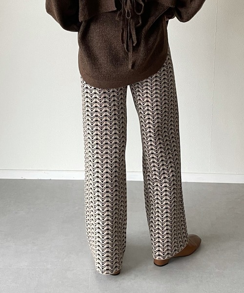 y/m by misato（イムバイミサト）の「ヴィンテージライクジャガードパンツ（その他パンツ・レディース・ブラック/ブラウン・FREE）」の8枚目の写真