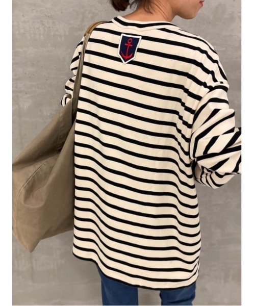 BEARDSLEY(ビアズリー)の「《FRIPIER・ユニセックス》錨ワッペンボーダーロングTシャツ(Tシャツ/カットソー・レディース・アイボリー・FREE)」の1枚目の写真