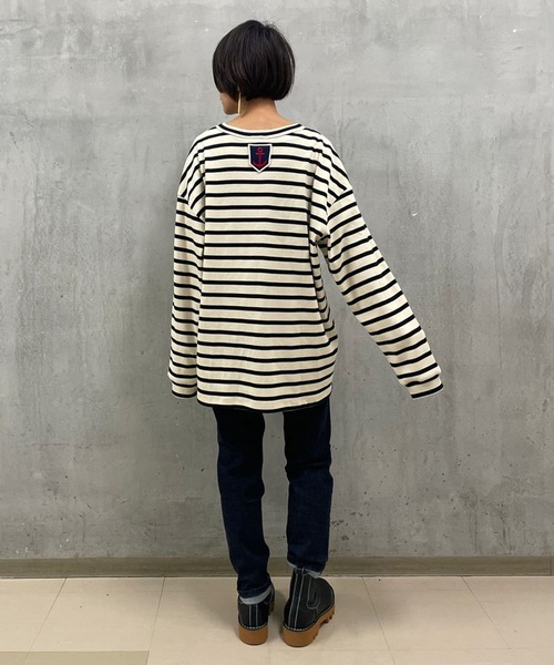 BEARDSLEY(ビアズリー)の「《FRIPIER・ユニセックス》錨ワッペンボーダーロングTシャツ(Tシャツ/カットソー・レディース・アイボリー・FREE)」の5枚目の写真