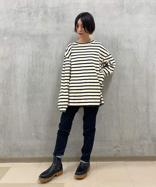 BEARDSLEY(ビアズリー)の「《FRIPIER・ユニセックス》錨ワッペンボーダーロングTシャツ(Tシャツ/カットソー・レディース・アイボリー・FREE)」の8枚目の写真