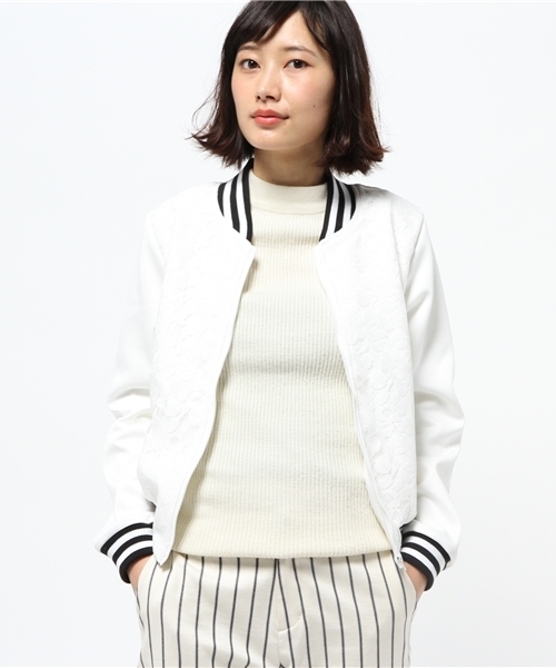 WEGO（ウィゴー）の「WEGO/レースラインブルゾン（ブルゾン・レディース・オフホワイト・FREE）」の4枚目の写真