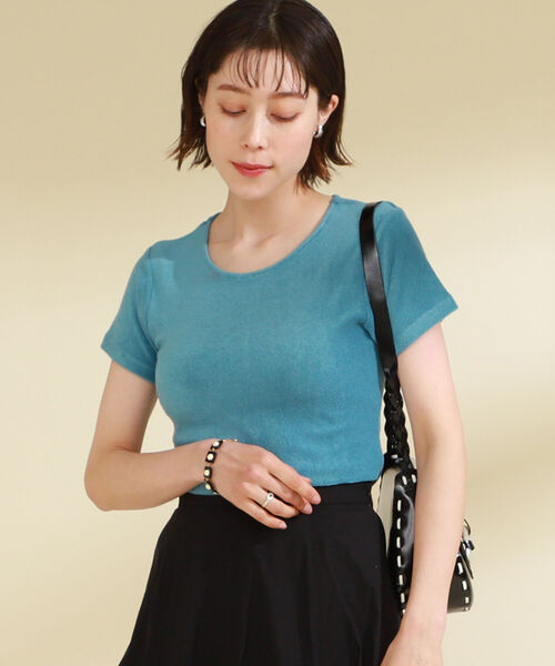 Ray BEAMS（レイビームス）の「Ray BEAMS / ストレッチ パイル Tシャツ（Tシャツ/カットソー・レディース・オフホワイト/ケリー/ブルー系その他2・ONE SIZE）」の3枚目の写真