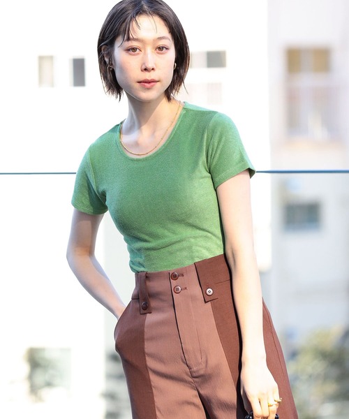 Ray BEAMS（レイビームス）の「Ray BEAMS / ストレッチ パイル Tシャツ（Tシャツ/カットソー・レディース・オフホワイト/ケリー/ブルー系その他2・ONE SIZE）」の2枚目の写真