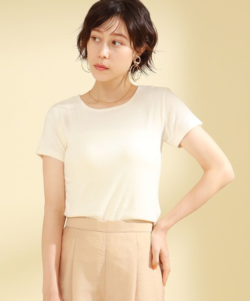 Ray BEAMS（レイビームス）の「Ray BEAMS / ストレッチ パイル Tシャツ（Tシャツ/カットソー・レディース・オフホワイト/ケリー/ブルー系その他2・ONE SIZE）」の4枚目の写真