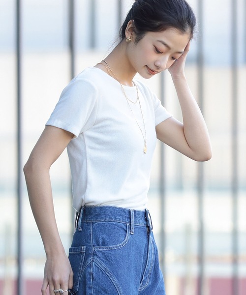 Ray BEAMS（レイビームス）の「Ray BEAMS / ストレッチ パイル Tシャツ（Tシャツ/カットソー・レディース・オフホワイト/ケリー/ブルー系その他2・ONE SIZE）」の7枚目の写真