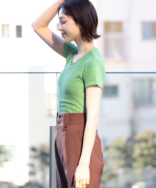 Ray BEAMS（レイビームス）の「Ray BEAMS / ストレッチ パイル Tシャツ（Tシャツ/カットソー・レディース・オフホワイト/ケリー/ブルー系その他2・ONE SIZE）」の14枚目の写真