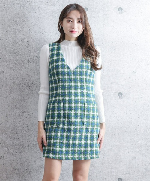 セール ツイードvネックミニワンピース 22ss新作 ワンピース Clear クリア のファッション通販 Zozotown