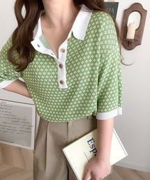 classicalelf | 春の愛されTop's。衿付きジャガードニットポロシャツ(ポロシャツ)