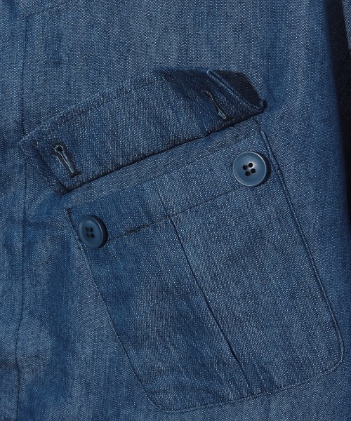 チチカカ（チチカカ）の「【ユニセックス】ノーカラーミリタリージャケット（ノーカラージャケット・メンズ・カーキ/インディゴブルー・MEDIUM/LARGE）」の11枚目の写真