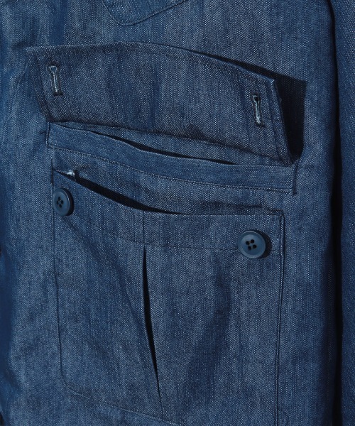 チチカカ（チチカカ）の「【ユニセックス】ノーカラーミリタリージャケット（ノーカラージャケット・メンズ・カーキ/インディゴブルー・MEDIUM/LARGE）」の12枚目の写真