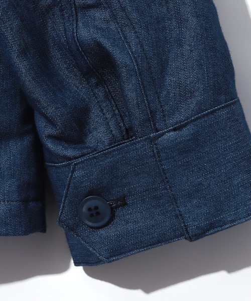 チチカカ（チチカカ）の「【ユニセックス】ノーカラーミリタリージャケット（ノーカラージャケット・メンズ・カーキ/インディゴブルー・MEDIUM/LARGE）」の13枚目の写真