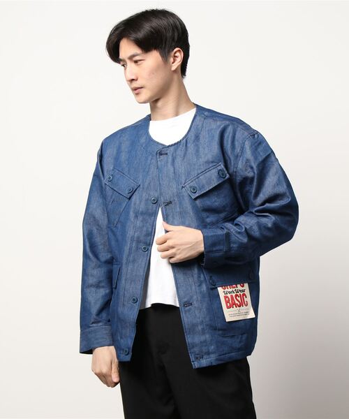 チチカカ（チチカカ）の「【ユニセックス】ノーカラーミリタリージャケット（ノーカラージャケット・メンズ・カーキ/インディゴブルー・MEDIUM/LARGE）」の19枚目の写真