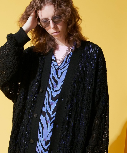 ENDER PRODUCTS(エンダープロダクツ)の「ビッグシルエット レース編みVネックニットカーディガン 【ENDER PRODUCTS/エンダープロダクツ】(カーディガン/ボレロ・メンズ・ブラック/グレー/レッド/グリーン系・M/L)」の6枚目の写真