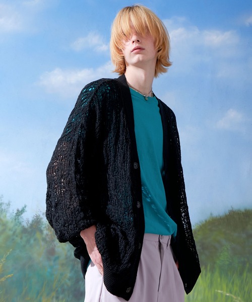 ENDER PRODUCTS(エンダープロダクツ)の「ビッグシルエット レース編みVネックニットカーディガン 【ENDER PRODUCTS/エンダープロダクツ】(カーディガン/ボレロ・メンズ・ブラック/グレー/レッド/グリーン系・M/L)」の12枚目の写真