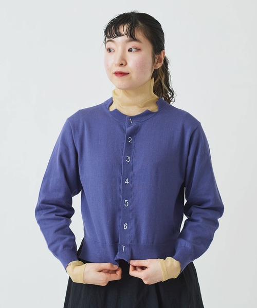 I am I in fact...(アイアムアイインファクト)の「コットン数字刺繍クルーカーディガン(カーディガン/ボレロ・レディース・イエロー/パープル/ブラック/ピンク/グリーン・FREE)」の21枚目の写真