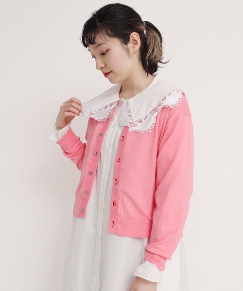 I am I in fact...(アイアムアイインファクト)の「コットン数字刺繍クルーカーディガン(カーディガン/ボレロ・レディース・イエロー/パープル/ブラック/ピンク/グリーン・FREE)」の8枚目の写真