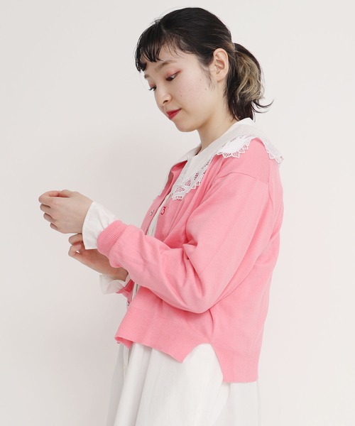 I am I in fact...(アイアムアイインファクト)の「コットン数字刺繍クルーカーディガン(カーディガン/ボレロ・レディース・イエロー/パープル/ブラック/ピンク/グリーン・FREE)」の9枚目の写真