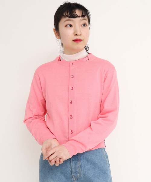 I am I in fact...(アイアムアイインファクト)の「コットン数字刺繍クルーカーディガン(カーディガン/ボレロ・レディース・イエロー/パープル/ブラック/ピンク/グリーン・FREE)」の19枚目の写真