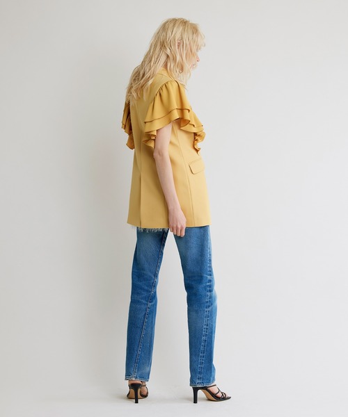 NOISE MAKER（ノイズメーカー）の「フリルスリーブレスジャケット（ベスト・レディース・ブラック/マスタード・38/36）」の5枚目の写真