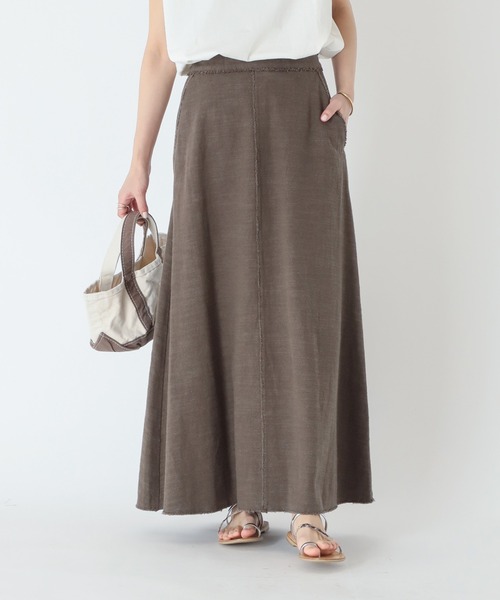 JOURNAL STANDARD relume(ジャーナルスタンダード レリューム)の「リネンコットンカットオフAラインスカート(スカート・レディース・カーキ・38/36)」の7枚目の写真