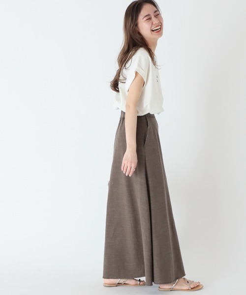 JOURNAL STANDARD relume(ジャーナルスタンダード レリューム)の「リネンコットンカットオフAラインスカート(スカート・レディース・カーキ・38/36)」の5枚目の写真