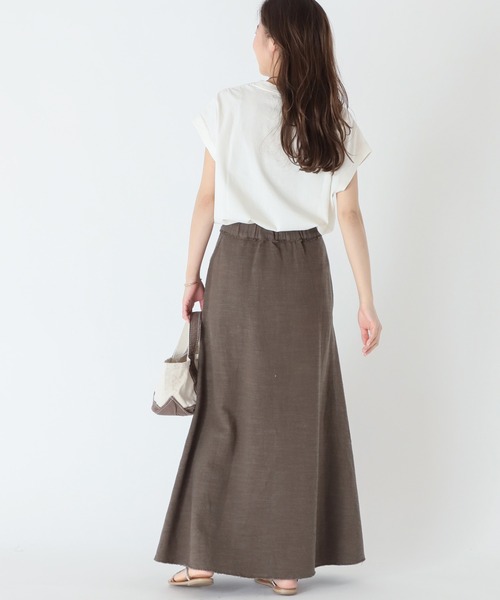 JOURNAL STANDARD relume(ジャーナルスタンダード レリューム)の「リネンコットンカットオフAラインスカート(スカート・レディース・カーキ・38/36)」の6枚目の写真